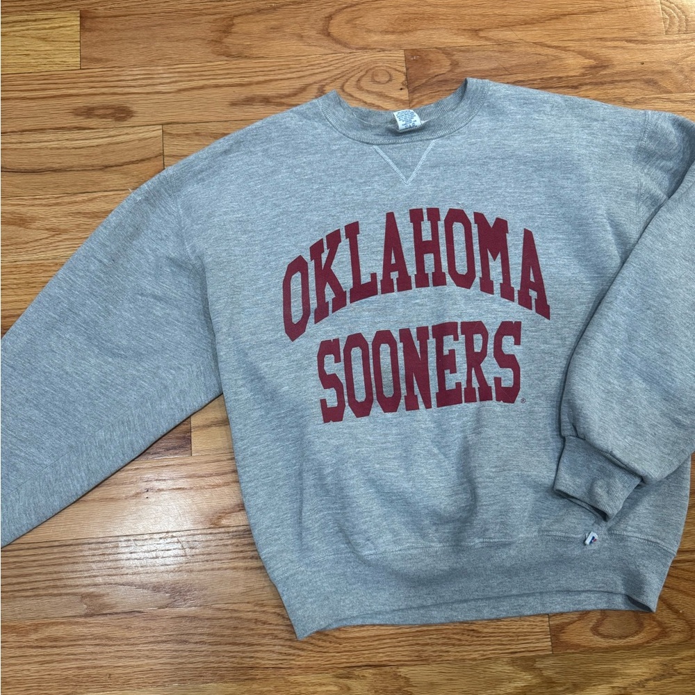 Russell Athletic Gray Oklahoma Sooners Crewneck Sweater
